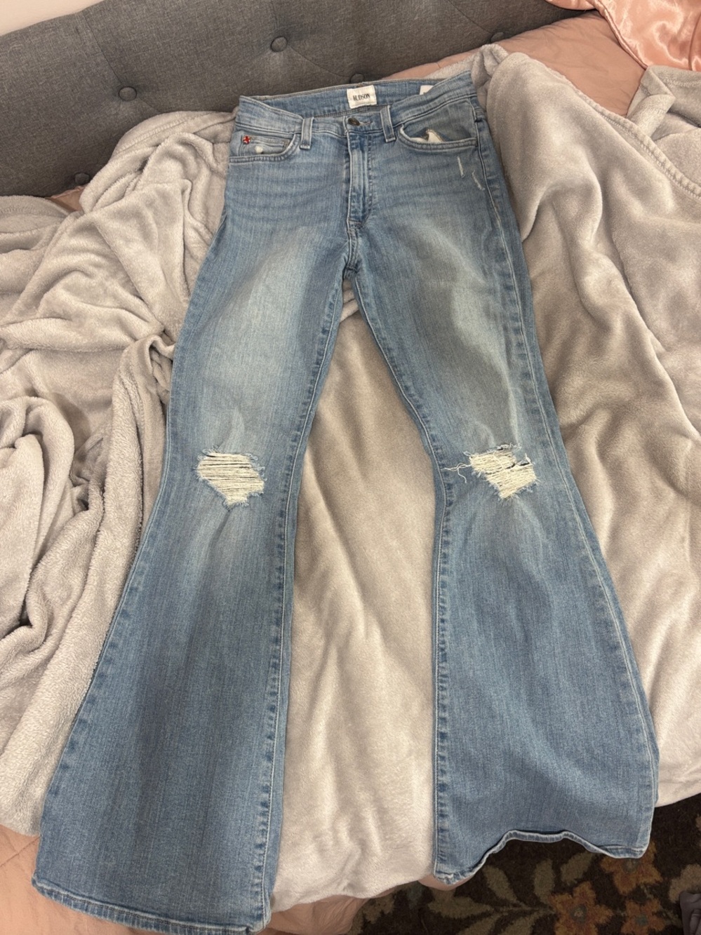 Hudson Jeans Light Blue Distressed Flare Jeans